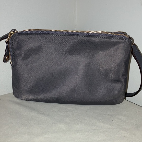 Henri Bendel New York Nylon Bag Grey Detach Adj Strap Purple Lining EXC! - Picture 4 of 14